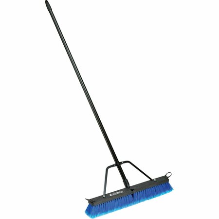 GLOBAL INDUSTRIAL 24in Push Broom W/ Plastic Block & Steel Handle, Multi-Surface Sweep 641535